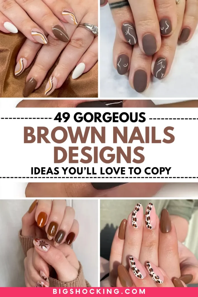 49 Brown Nails Designs Blending Neutrals, Glossy Finishes, & Minimal Designs