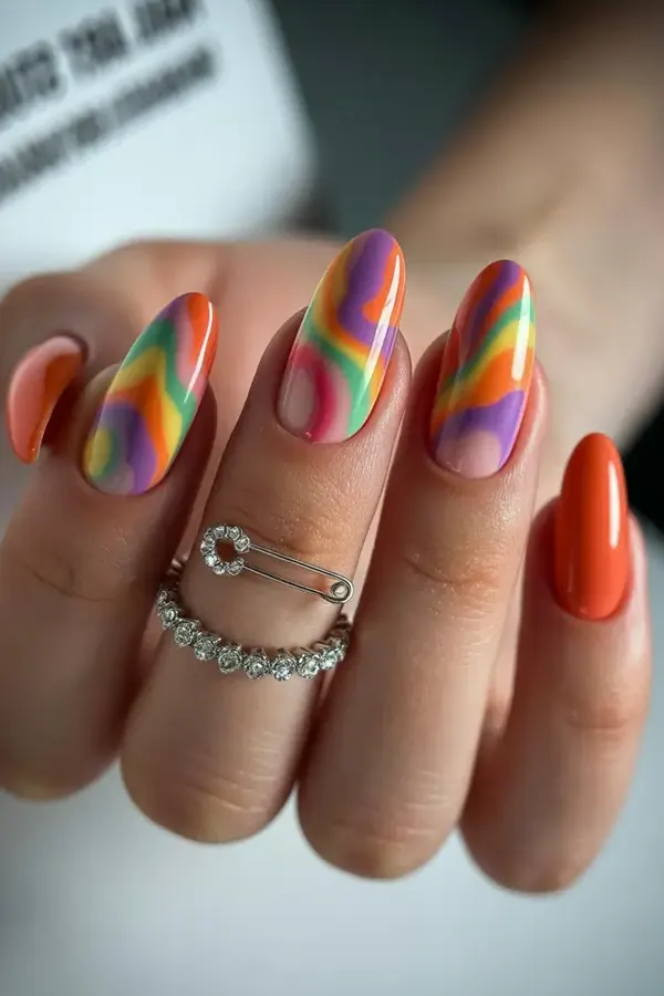 70s Album Art Nail Designs