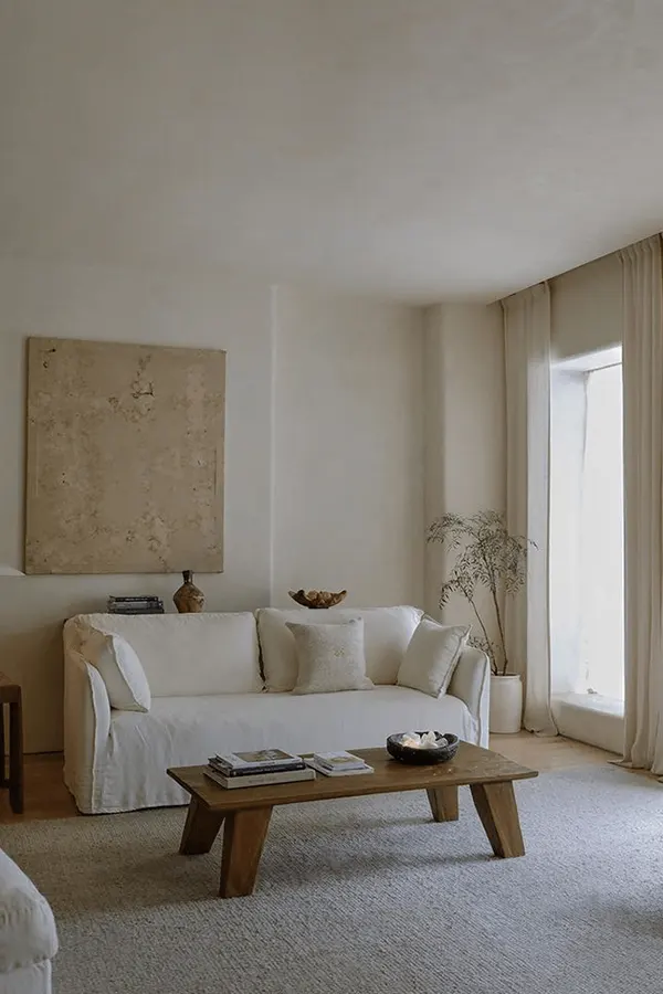 Airy Japandi Living Room With Greenery