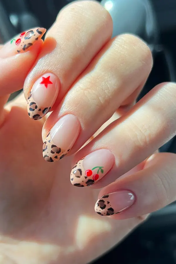 Animal Print French Tips