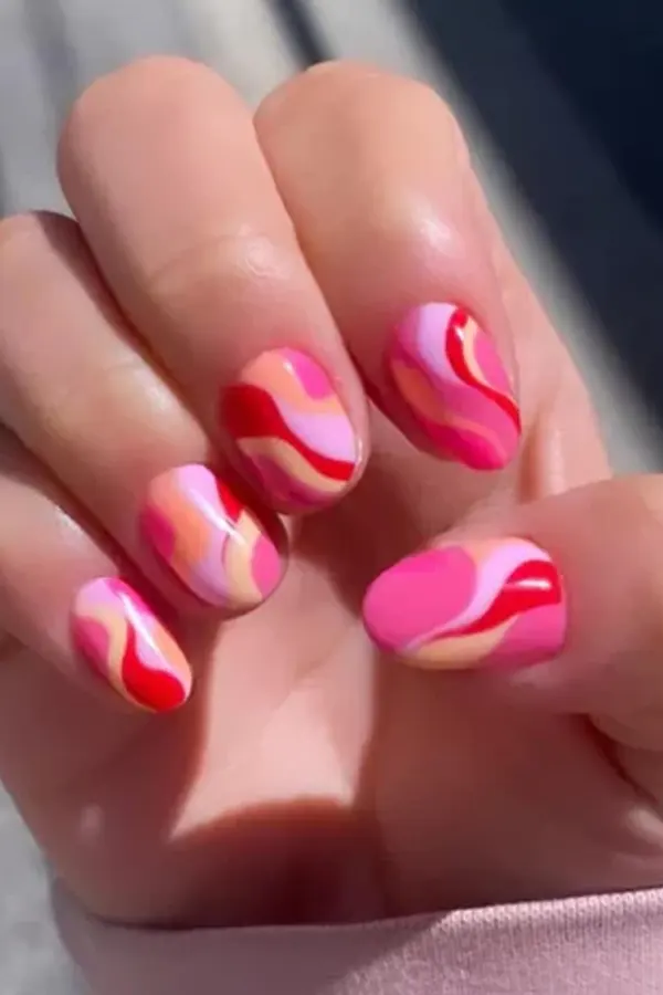 Barbie Pink Swirl Mani