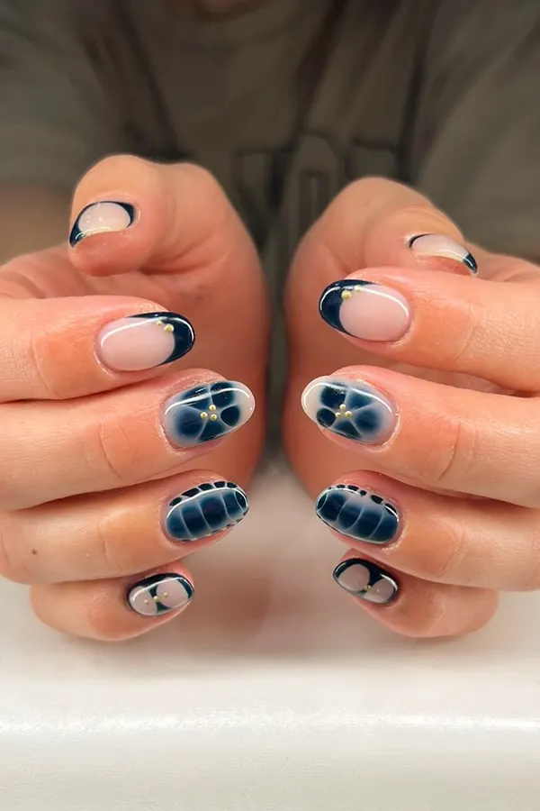 Blooming Croc Chrome Manicure Design
