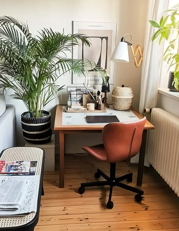 Boho Living Room Office with Natural Touches