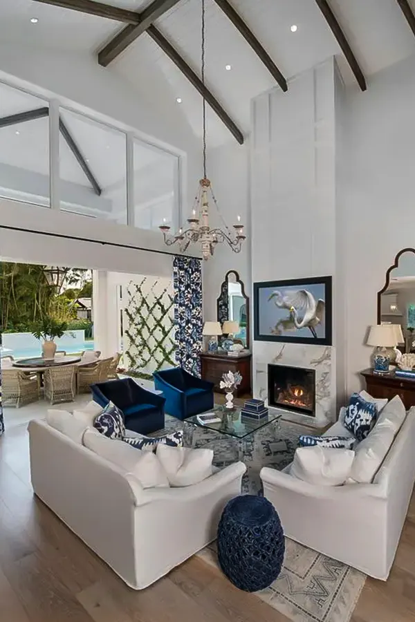 Bold Blue White Living Room Statement