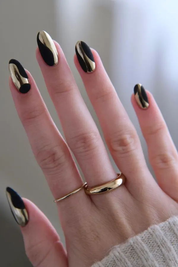 Bold Gold Contrast Nails