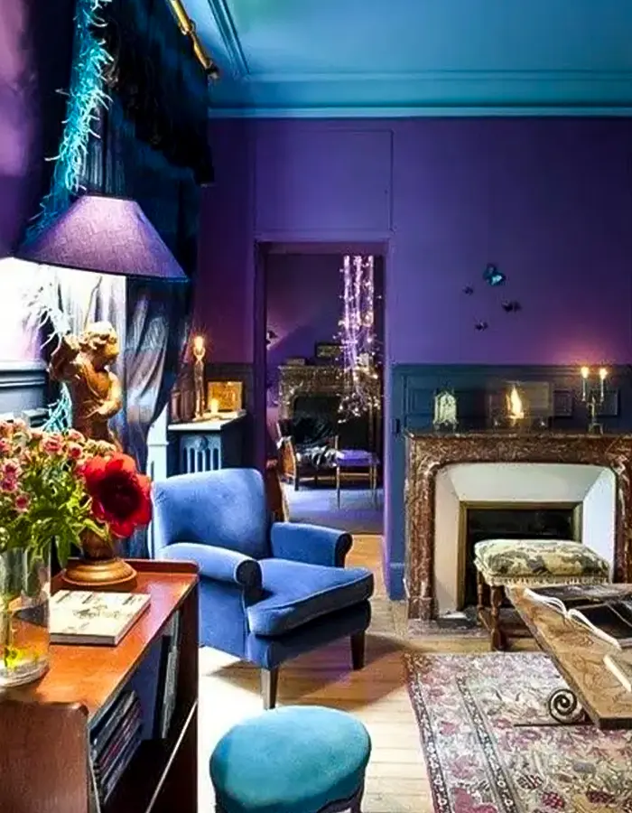 Bold Living Room With Purple Walls