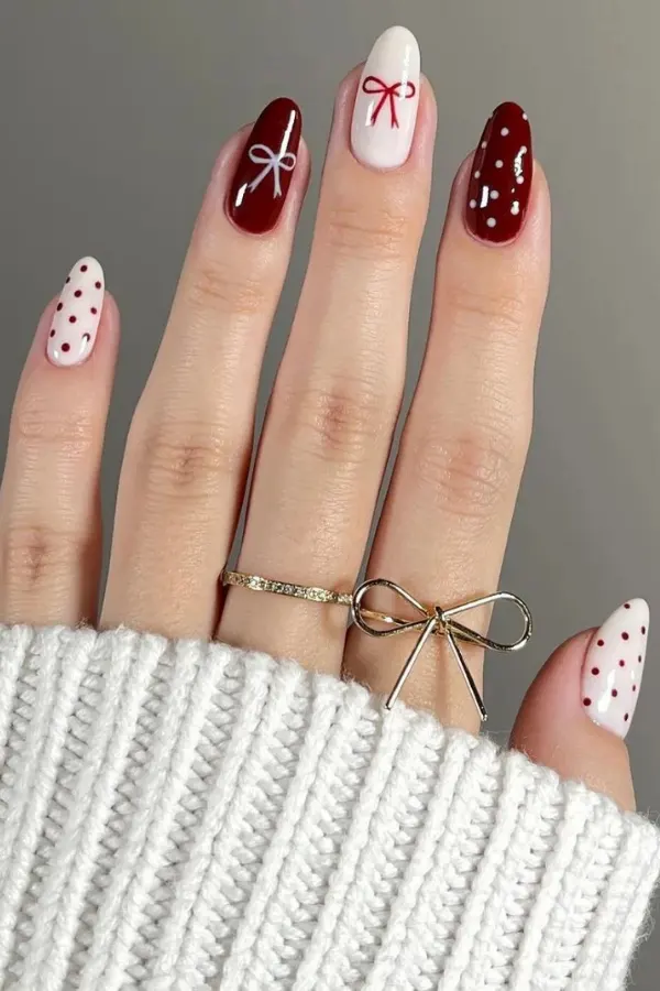 Bows and Polka Dot Nails