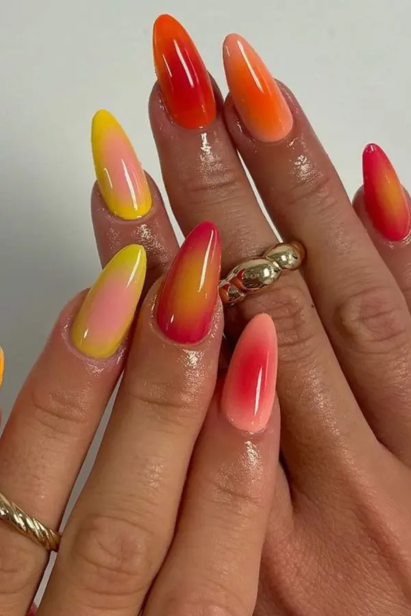 Bright Sunset Nails Design