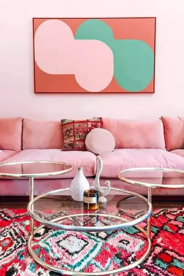 Bright and Feminine Pink Living Room