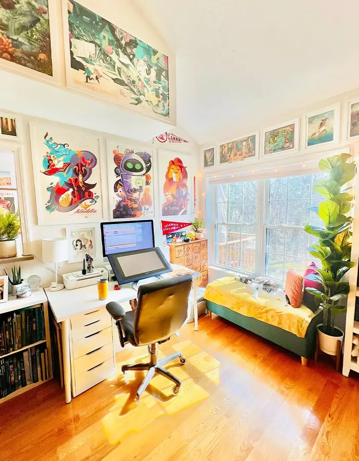 Built-In Office with Floor-to-Ceiling Shelves