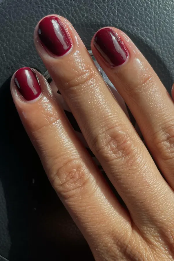 Cherry Wine Short Nails Design