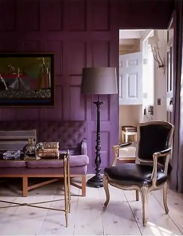 Chic Living Room With Purple Accents