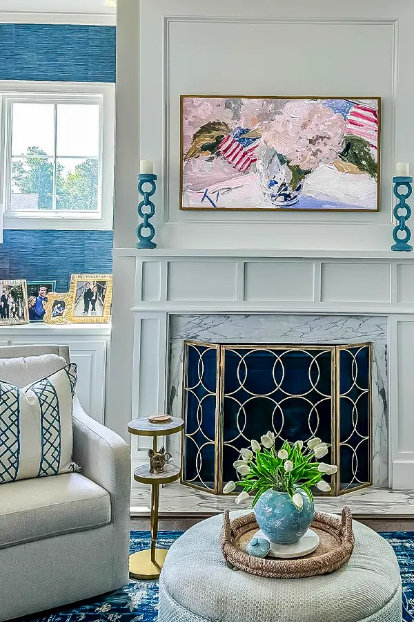 Classic Blue White Patriotic Living Room