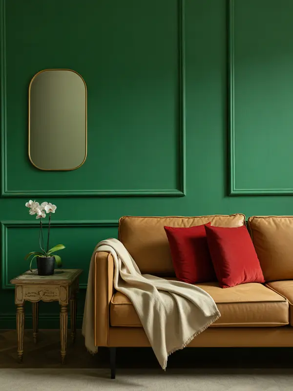 Classic Interior With Tan Red And Green