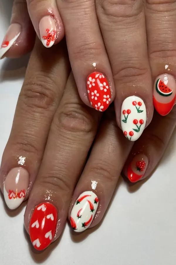Classy Red August Nails