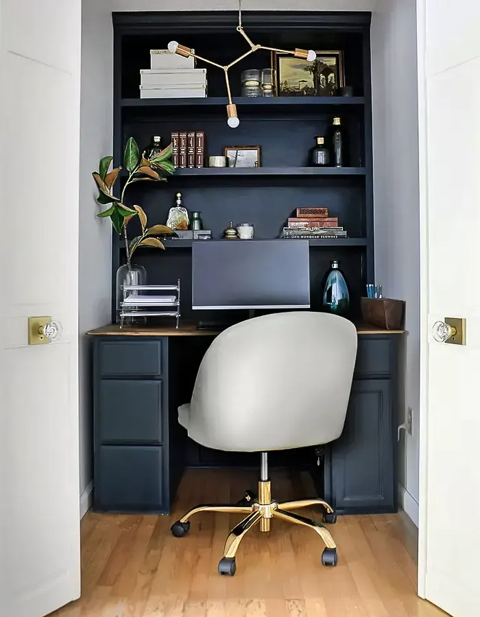 Closet Turned Hidden Living Room Office