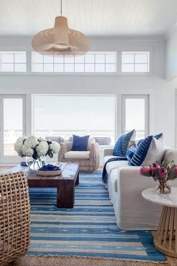 Coastal Calm Blue White Living Room
