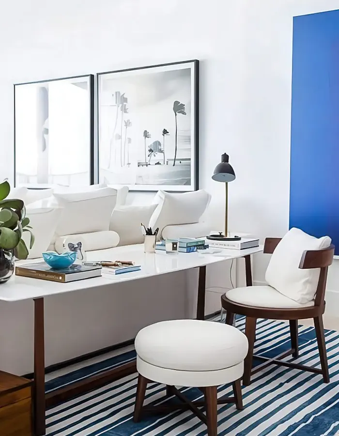 Coastal Living Room Office Nook