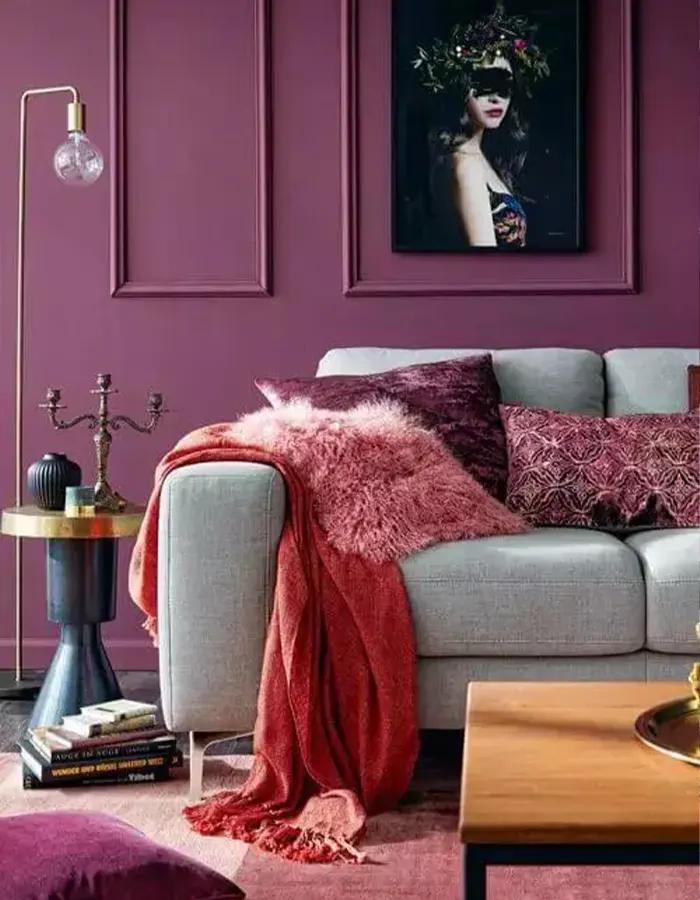 Colorful Living Room With Purple Walls