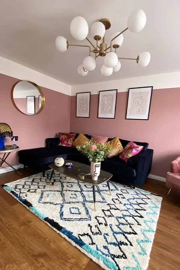 Colorful Pink Living Room With Glam Style