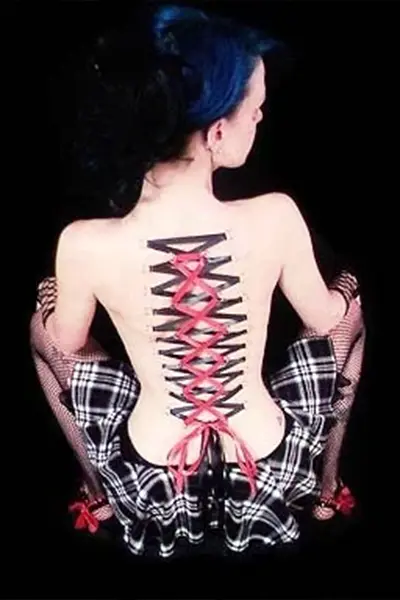 Corset Piercing Uses Ribbon Lacing