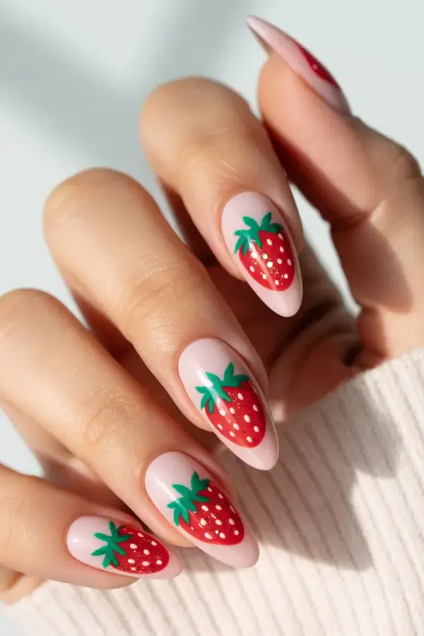 Cottagecore Strawberry Manicure