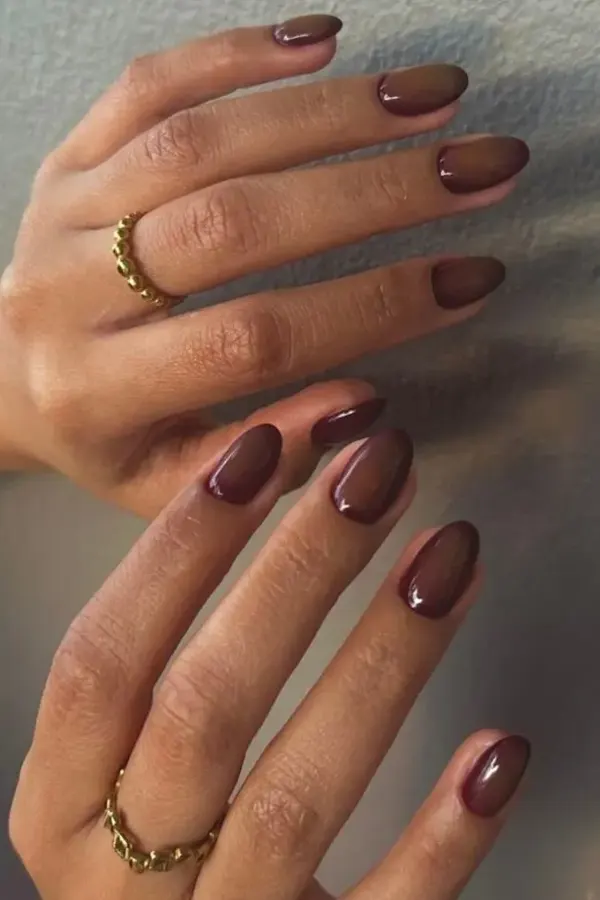 Cozy Brown Aura Nails