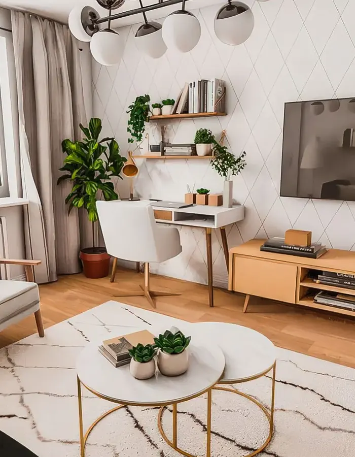 Cozy Corner Office in Living Room