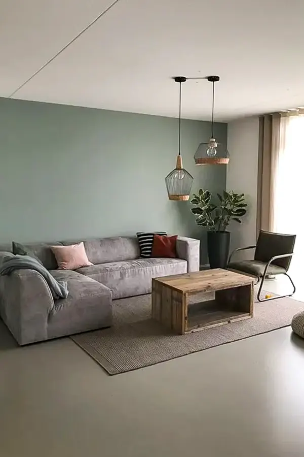 Cozy Living Room With Green Accents