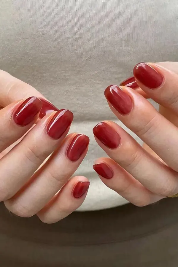 Cranberry Jelly Nails with a Sheer Shine