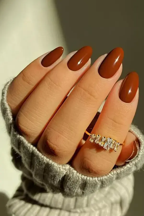 Dark Brown Almond Nails