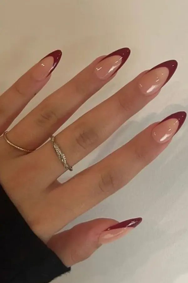 Deep Wine Ombré Tips