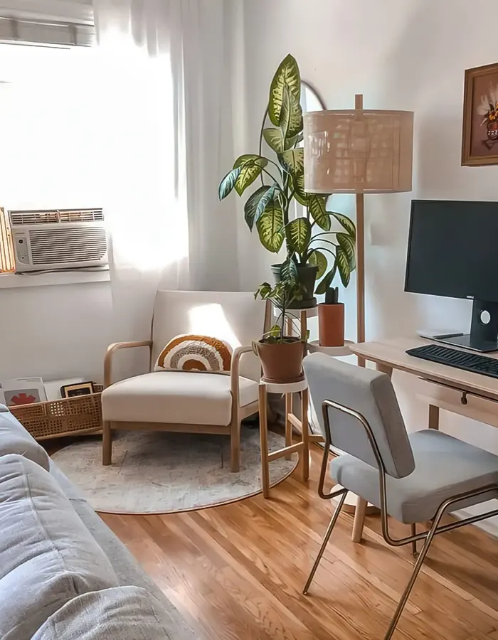 Earthy Boho Desk in Living Room