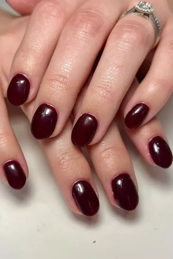 Earthy Deep Red Nails