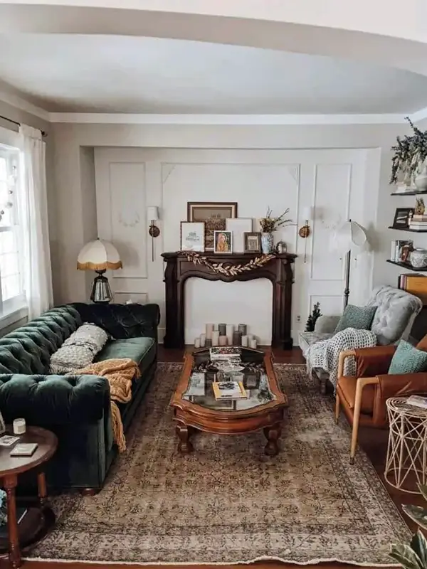 Eclectic Space With Green And Brown