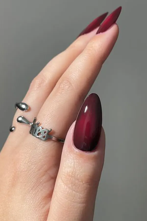 Elegant Red Almond Look