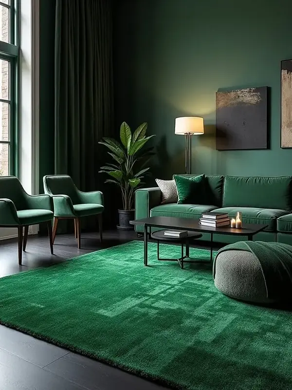 Emerald Rug on Dark Floors