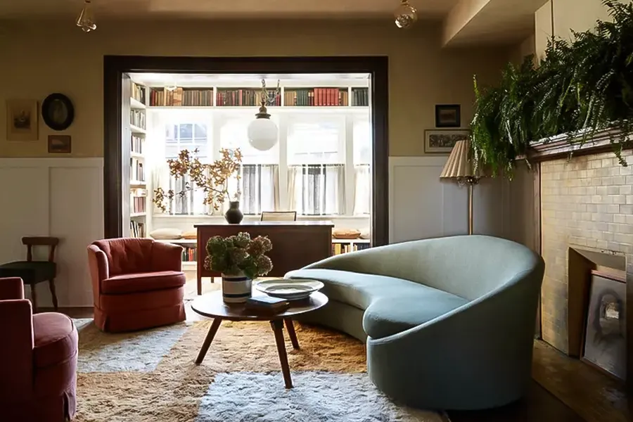 Framed Living Room Office with Vintage Desk