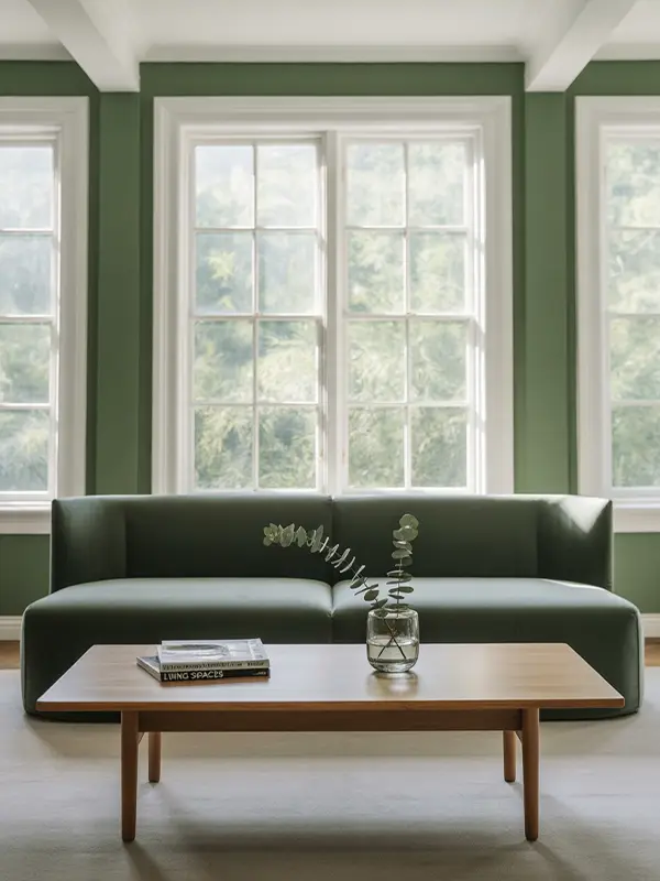 Fresh Living Room With Forest Green And White