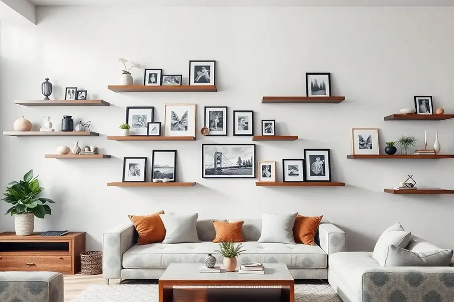 Gallery Wall With Floating Shelves