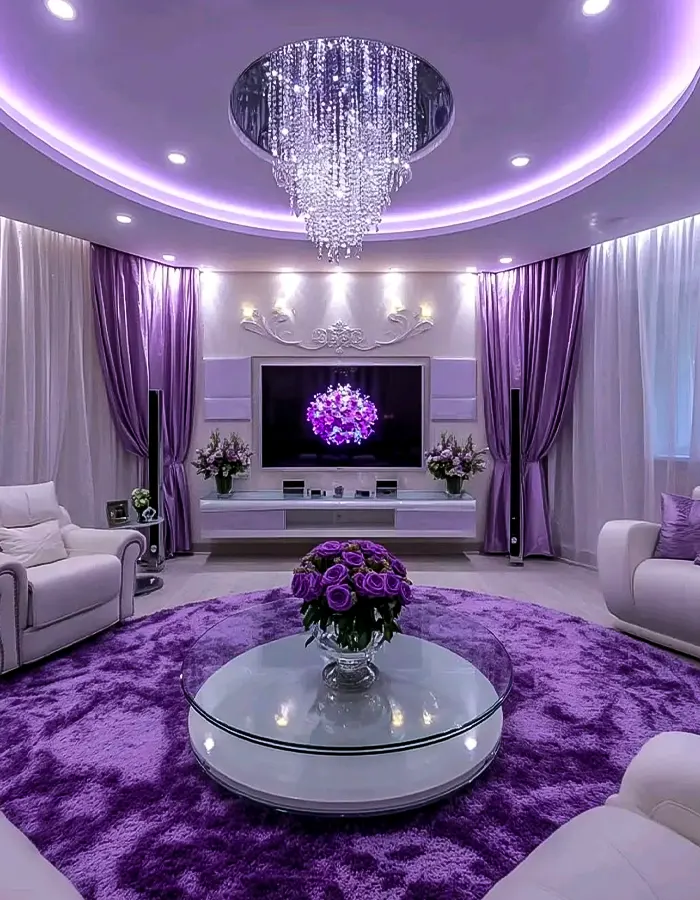 Glamorous Purple Living Room Elegance