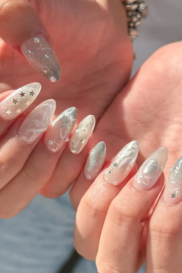 Glazed Neutrals Sparkle Manicure