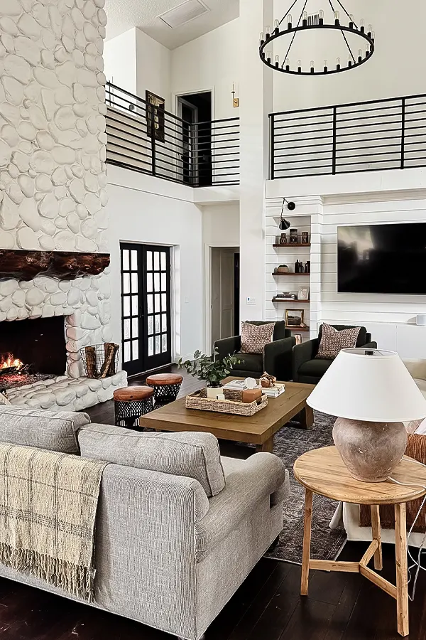 Grand Farmhouse Living Room Design