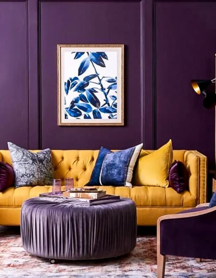 Jewel-Toned Purple Living Room Design