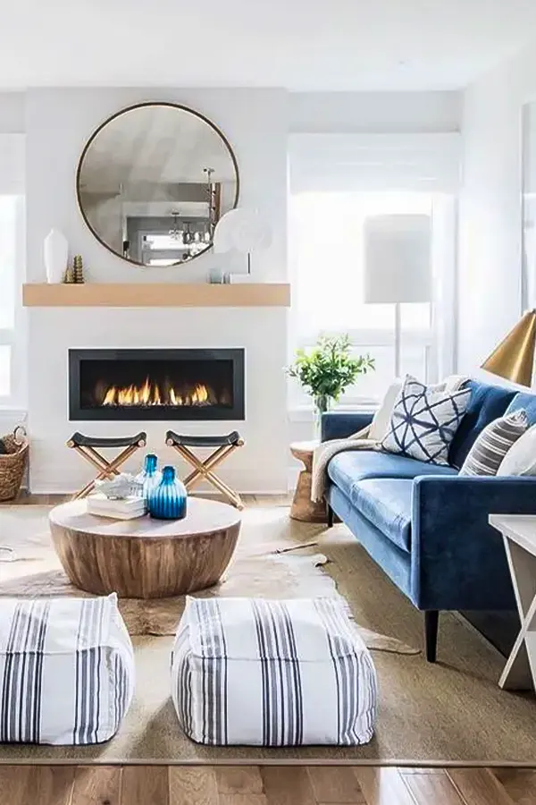Light Coastal Blue White Living Room