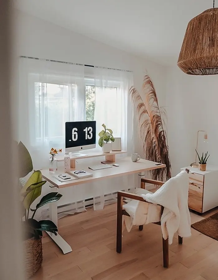 Light-Filled Living Room Office Layout