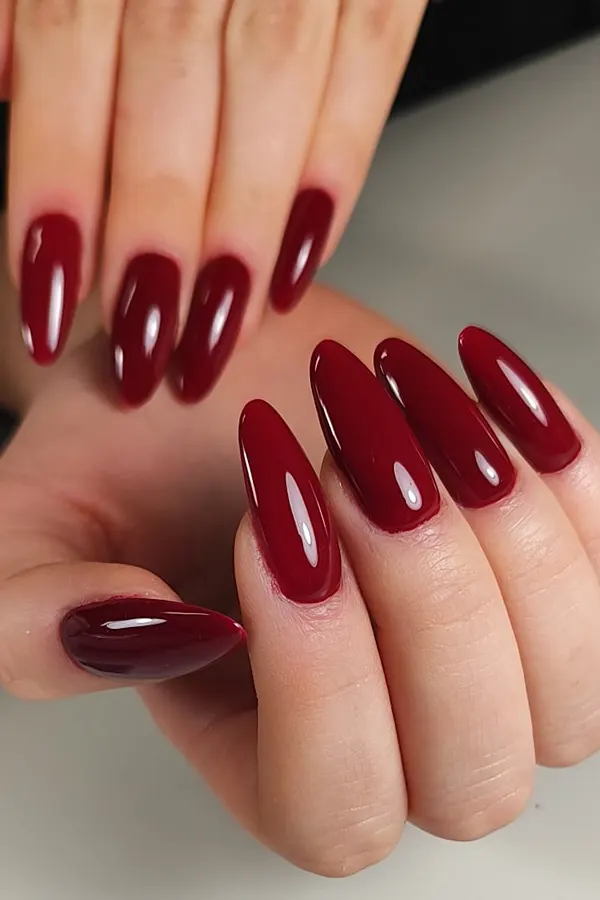 Long Wine Nails Art