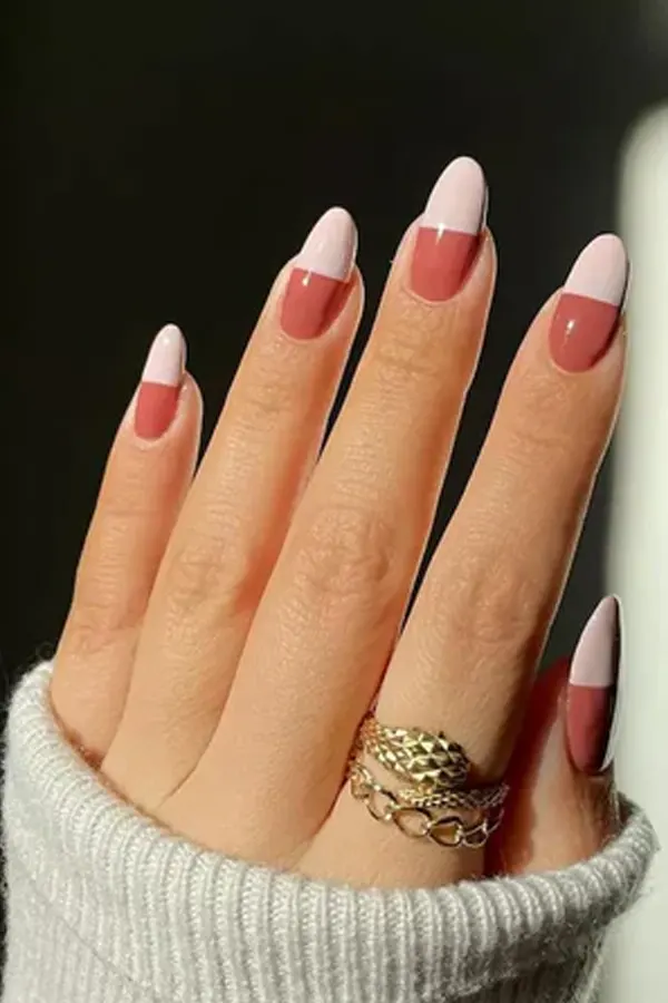 Mauve and Blush Geometric Mani