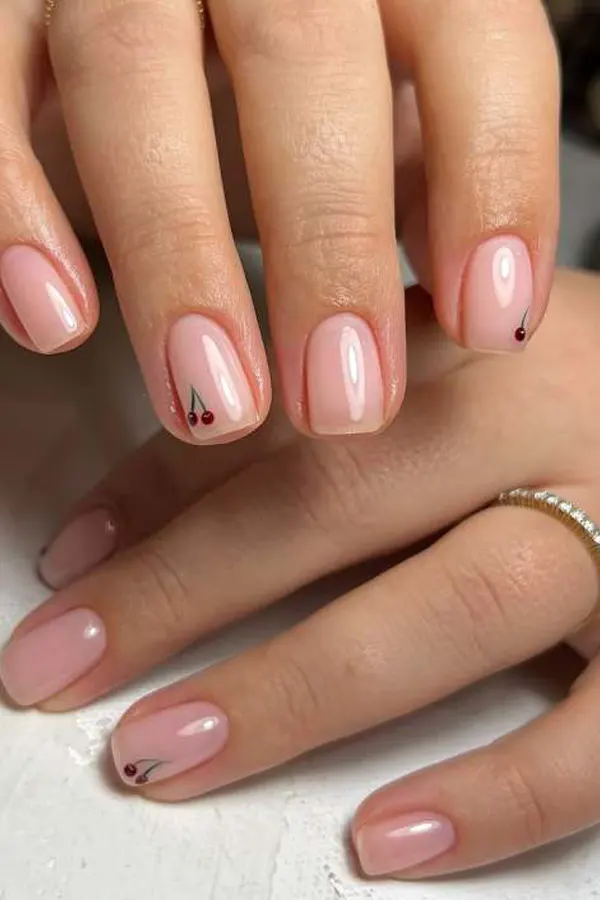 Minimal Cherry Mani Design