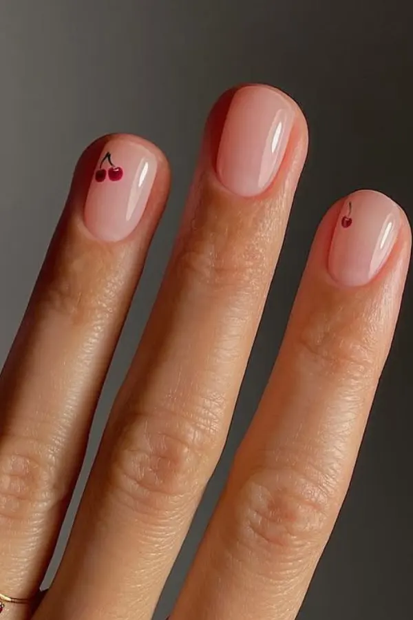Minimal Cherry Manicure